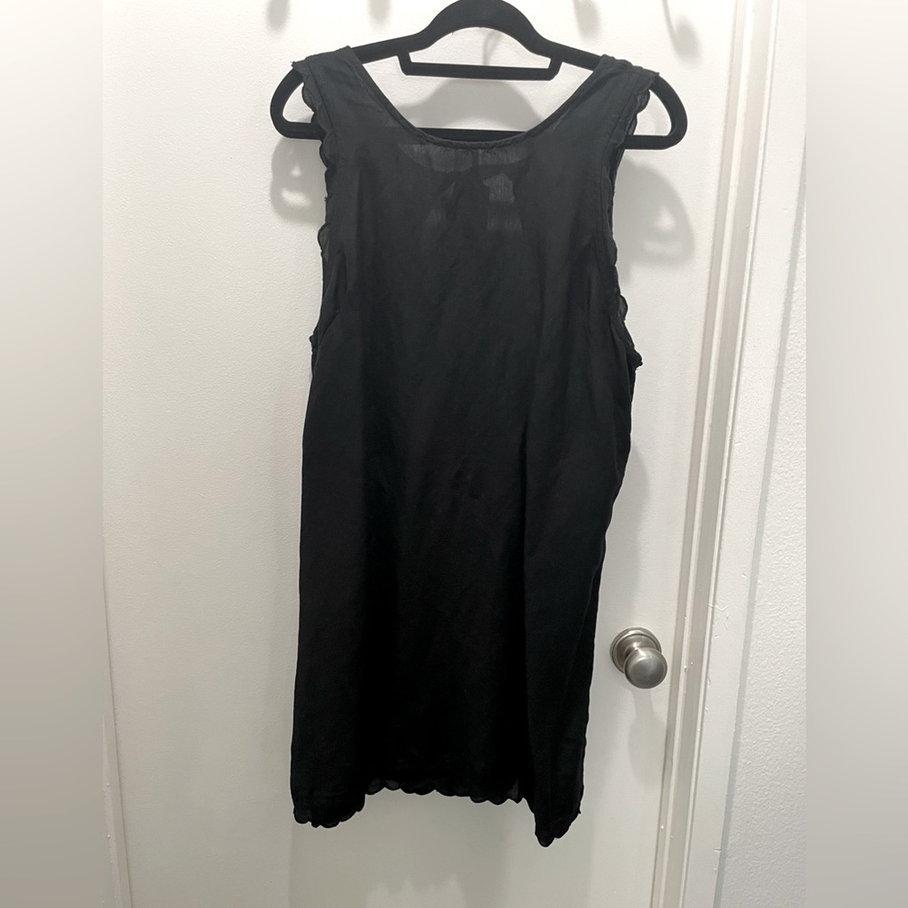 Minidress black linen anthropology